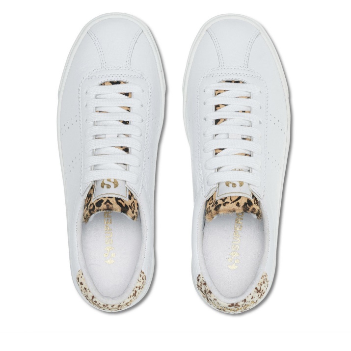 Superga 2843 Club S Calfhair Detalles Lunares Blancos Leopardo
