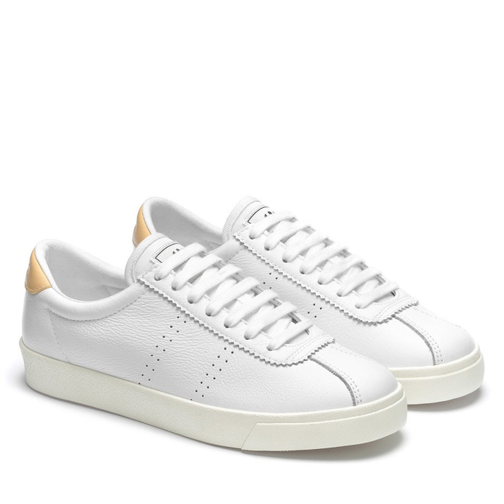 Superga 2843 Club S Comfort Cuero Blanco-amarillo Lt F Avorio