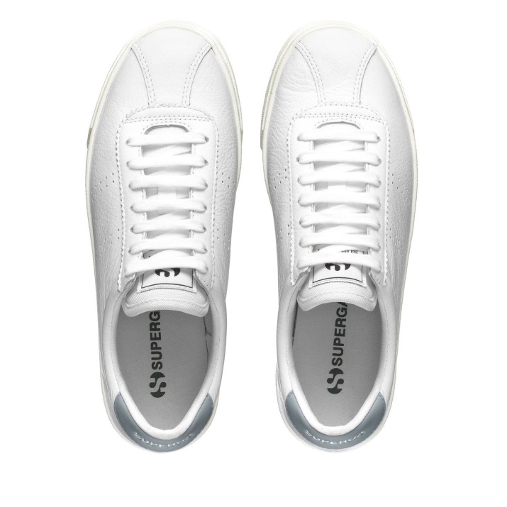 Superga 2843 Club S Comfort Cuero Blanco-gris Lilla-f Avorio