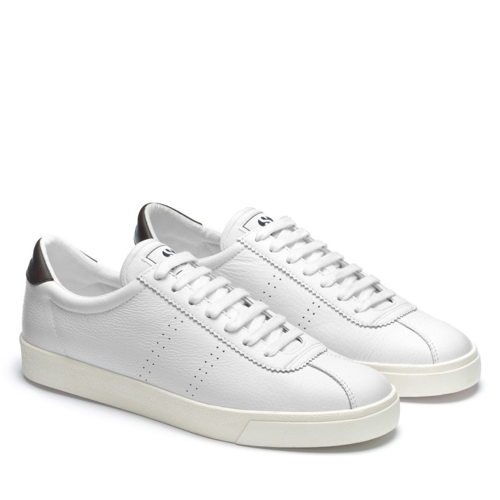 Superga 2843 Club S Comfort Cuero Blanco-marrón Ciruela-f Avorio