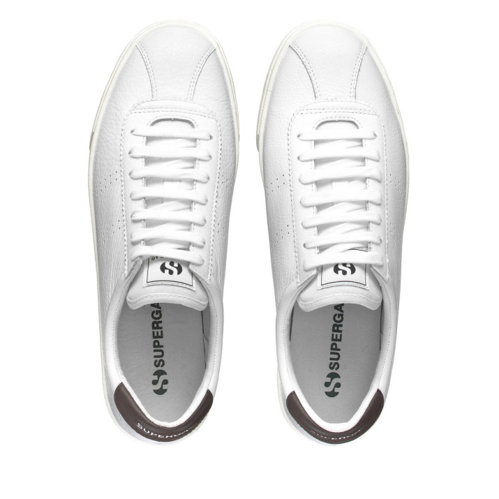 Superga 2843 Club S Comfort Cuero Blanco-marrón Ciruela-f Avorio