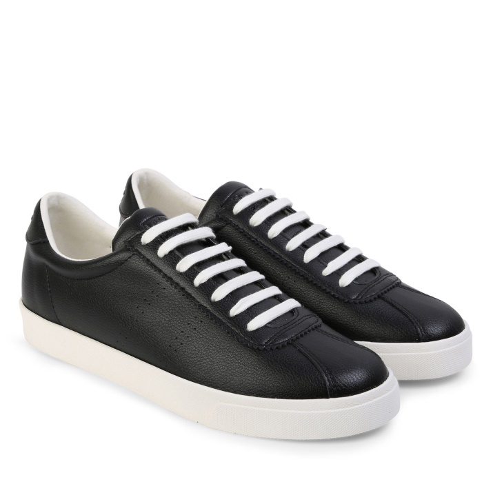 Superga 2843 Club S Cuero Vegano Negro-blanco Avorio