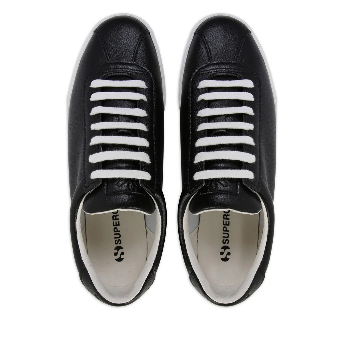 Superga 2843 Club S Cuero Vegano Negro-blanco Avorio