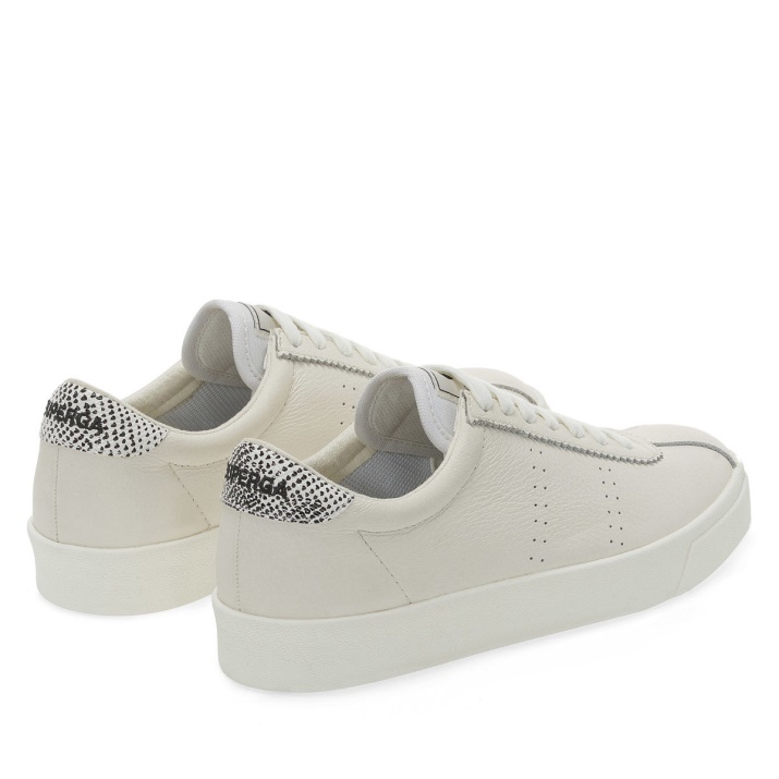 Superga 2843 Club S Micro Faux Serpiente Blanco Avorio Negro Serpiente