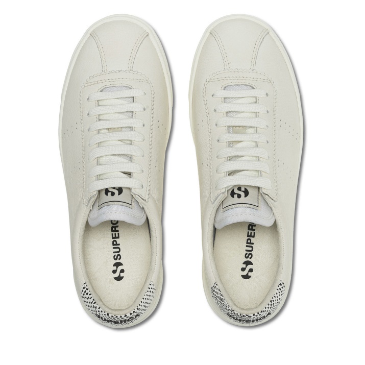 Superga 2843 Club S Micro Faux Serpiente Blanco Avorio Negro Serpiente