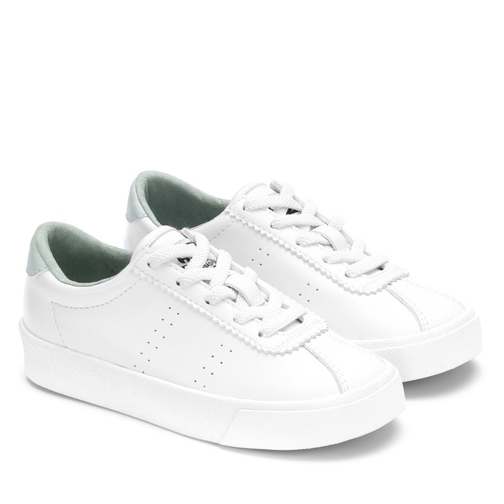 Superga 2843 Kids Club S Cuero Vegano Blanco-verde Iceberg