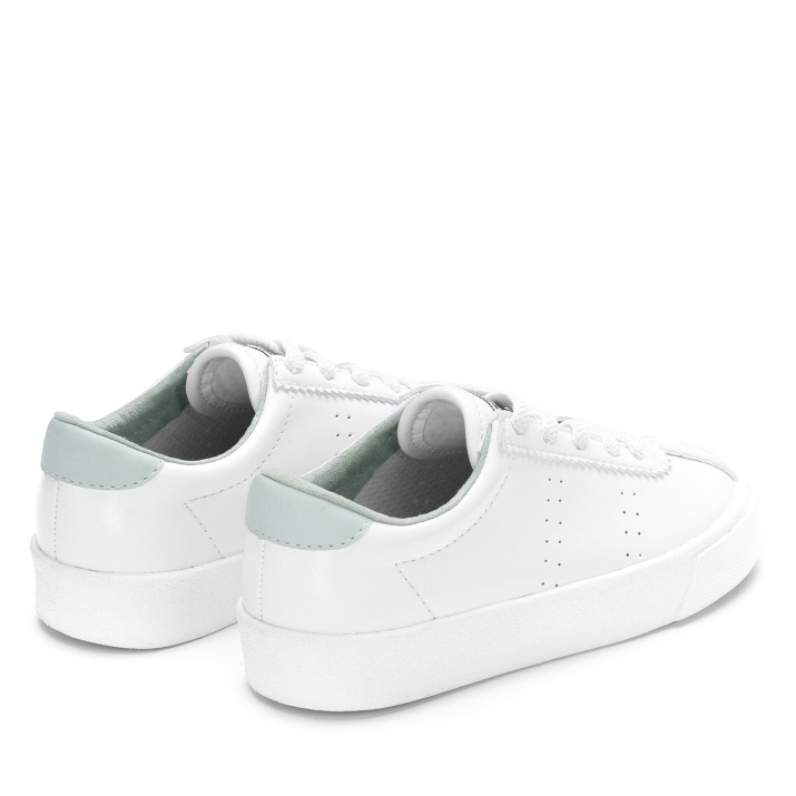Superga 2843 Kids Club S Cuero Vegano Blanco-verde Iceberg