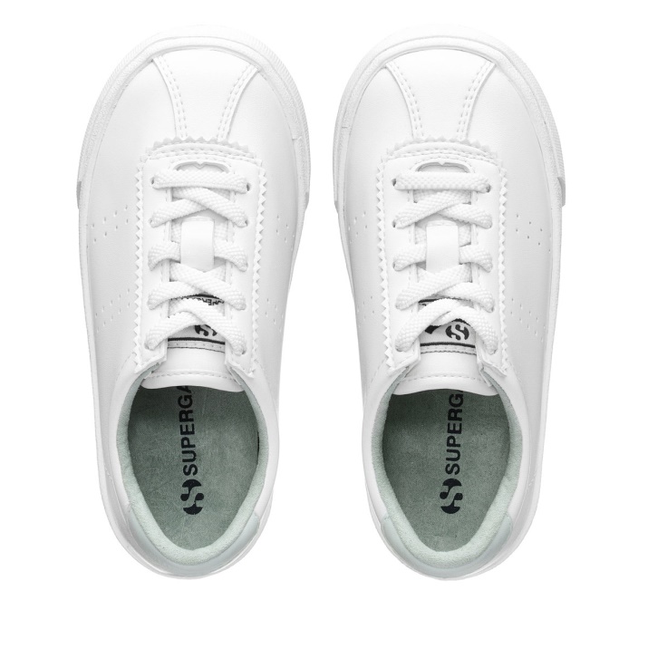 Superga 2843 Kids Club S Cuero Vegano Blanco-verde Iceberg