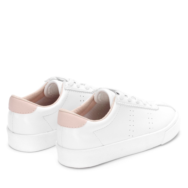 Superga 2843 Kids Club S Cuero Vegano Piel Blanca-rosa