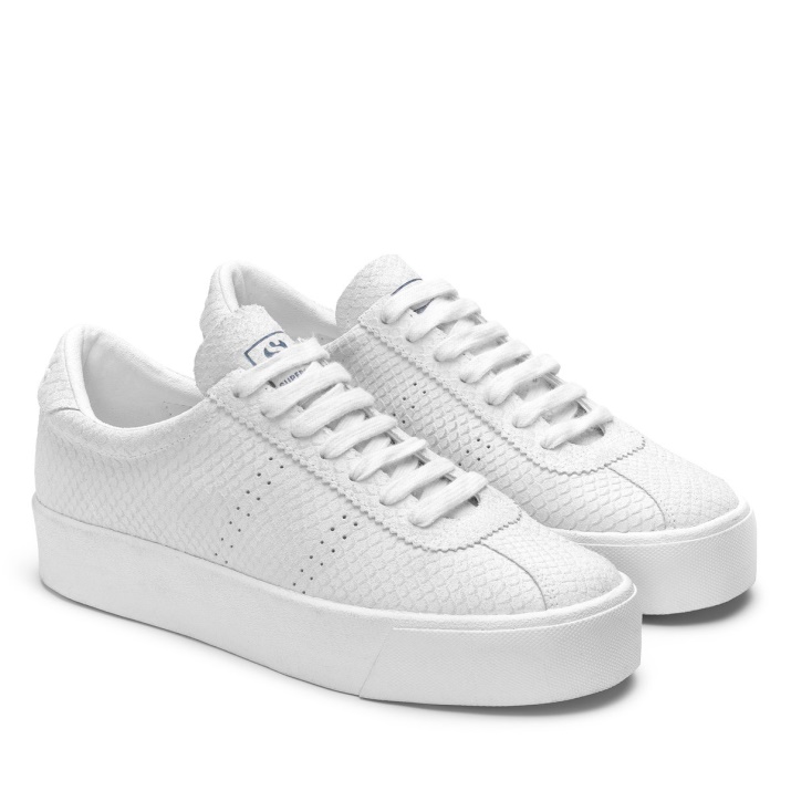 Superga 2854 Club 3 Serpiente Ante Total Blanco-blanco