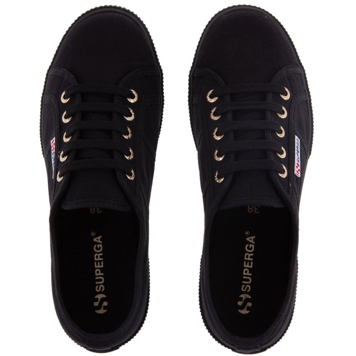 Superga 2950 Cotu Negro-oro Pálido