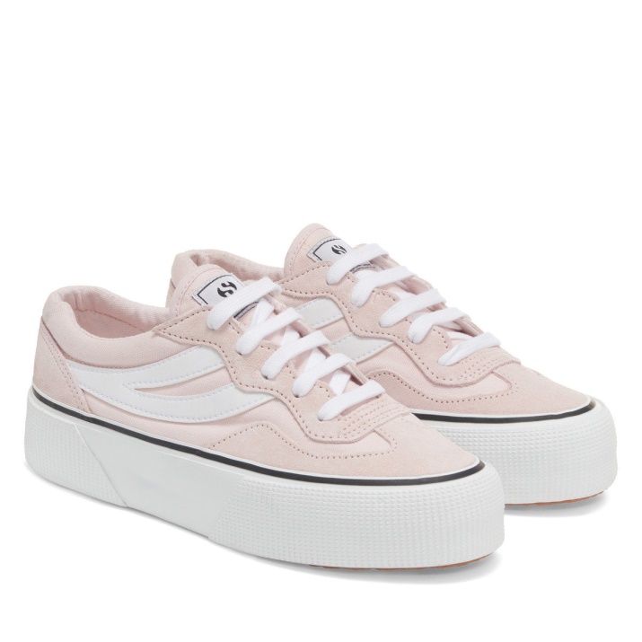 Superga 3041 Plataforma Colorblock Revolley Rosa Ish-blanco