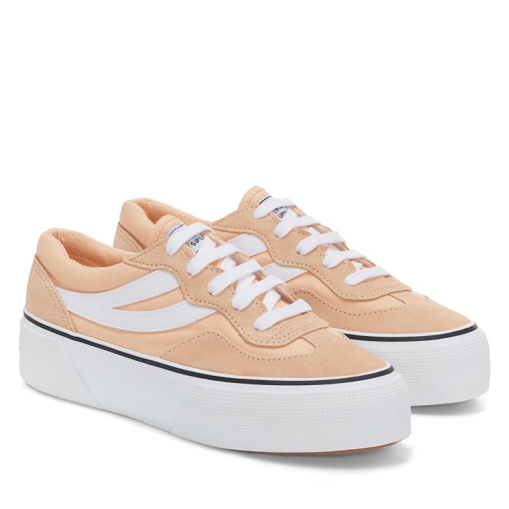 Superga 3041 Plataforma Colorblock Revolley Rosa Melocotón-blanco