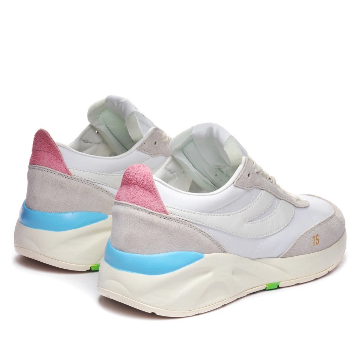 Superga 4089 Training 9ts Slim Blanco Turquesa Verde Mar