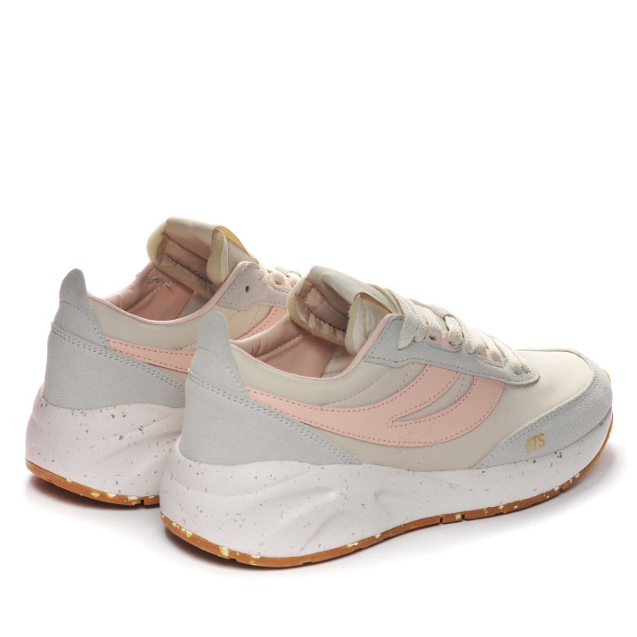 Superga 4089 Training 9ts Slim Vegan Piel Sintética Beige Gesso-grey Lt-pink Ish-b