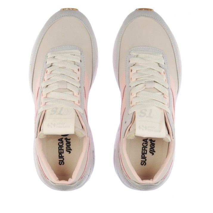 Superga 4089 Training 9ts Slim Vegan Piel Sintética Beige Gesso-grey Lt-pink Ish-b
