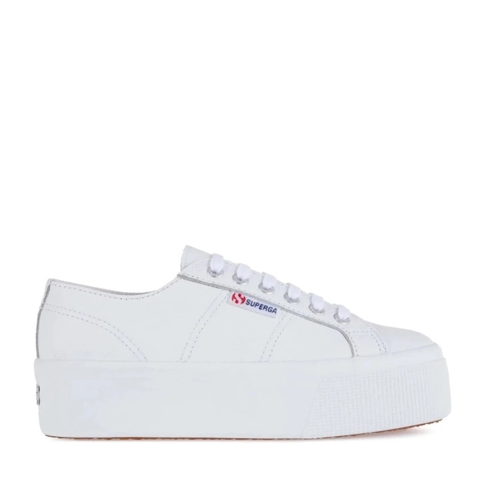 2790 Superga Blanca De Piel Abatanada
