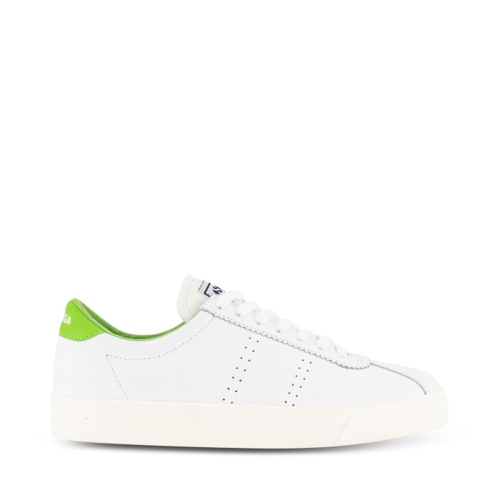 Superga 2843 Club S Comfort Cuero Blanco Verde Flash