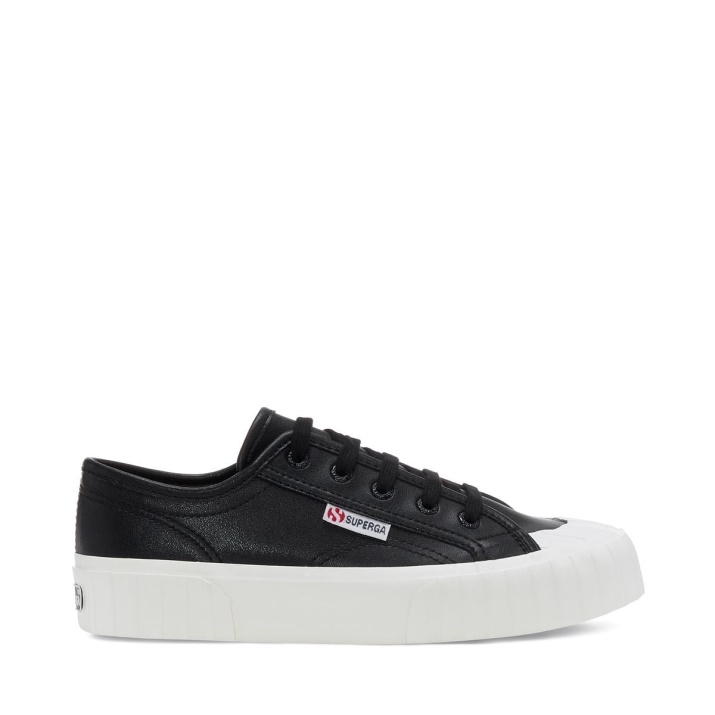 Superga 2630 Stripe Vegan Ecopiel Negro-blanco
