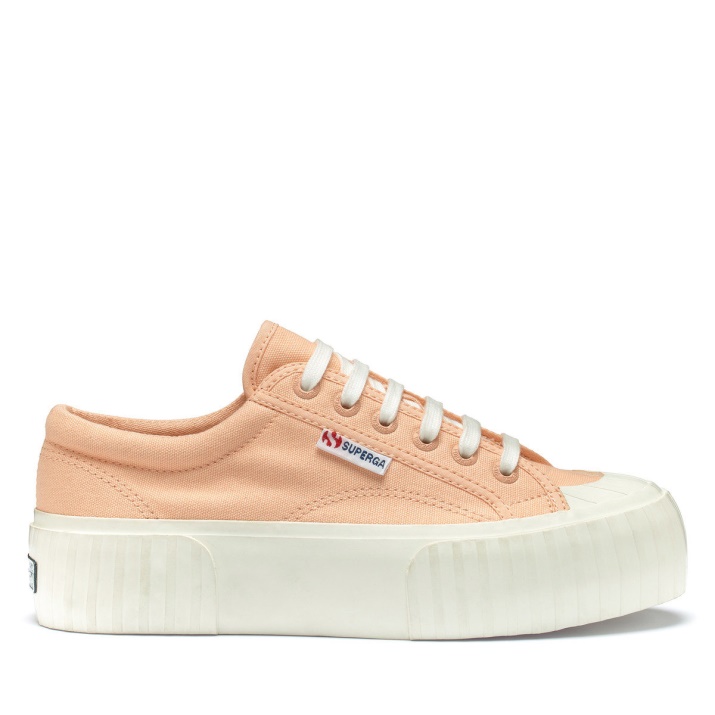 Superga 2631 Stripe Plataforma Rosa Melocotón-f Avorio