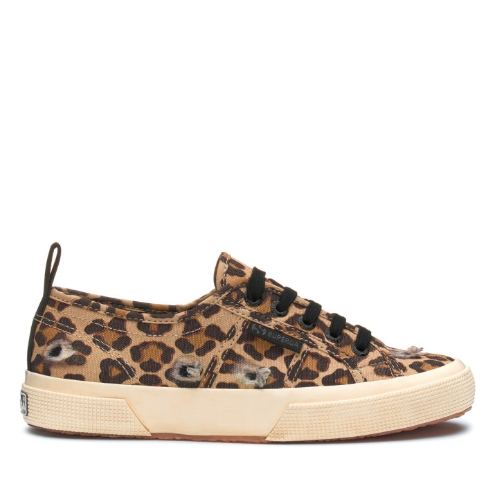 Superga 2750 Rasgado Leopardo Clásico Leopardo-negro