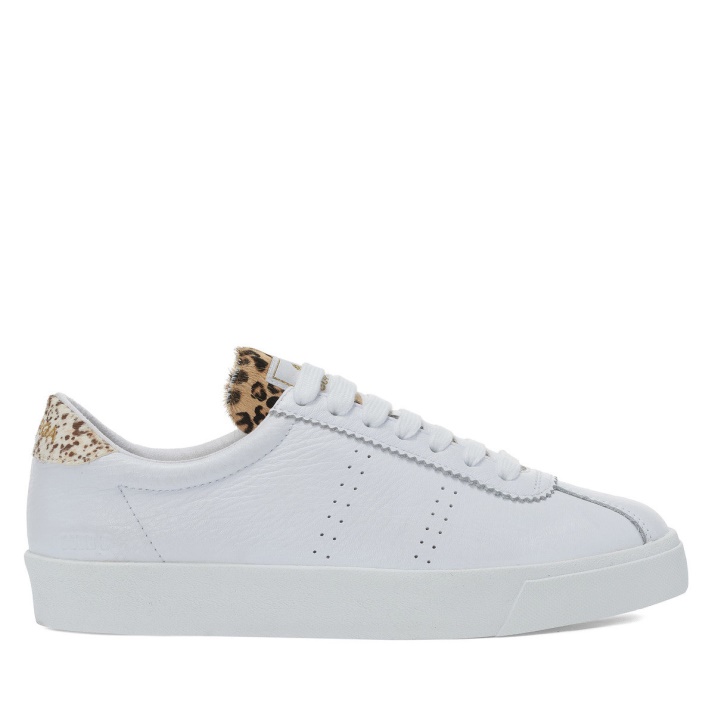 Superga 2843 Club S Calfhair Detalles Lunares Blancos Leopardo