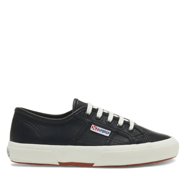 Superga 2750 Cuero Vegano Negro-blanco Avorio