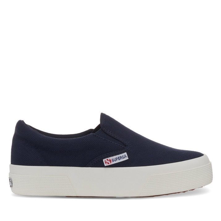 Superga 2740 Slip Con Plataforma Azul Marino-f Avorio