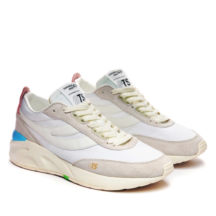Superga 4089 Training 9ts Slim Blanco Turquesa Verde Mar