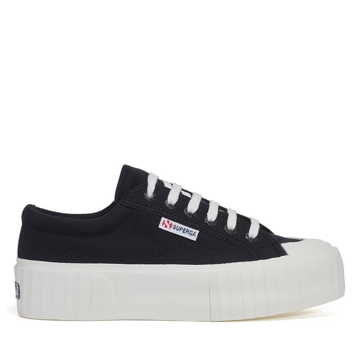 Superga 2631 Stripe Plataforma Negro-blanco Avorio