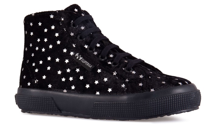 Superga 2795 Niños Terciopelo Estrellas Negro-plata Estrellas
