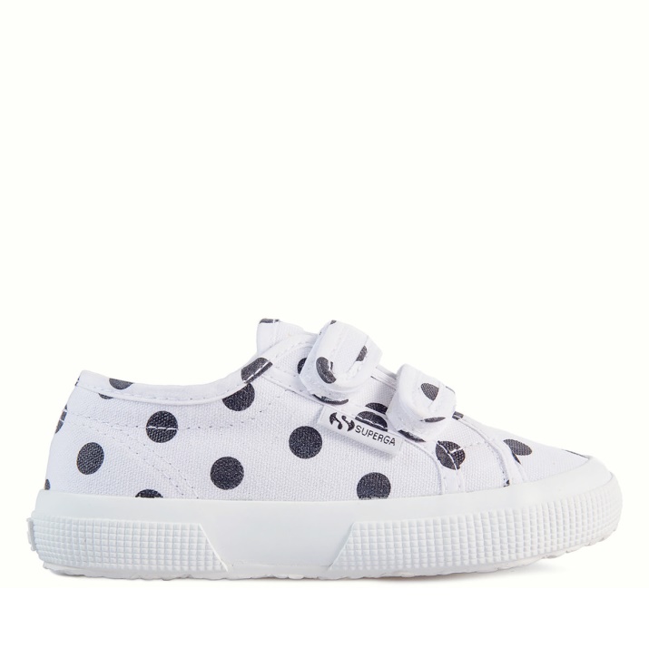 Superga 2750 Niño Correas Lunares Blanco-puntos Negros